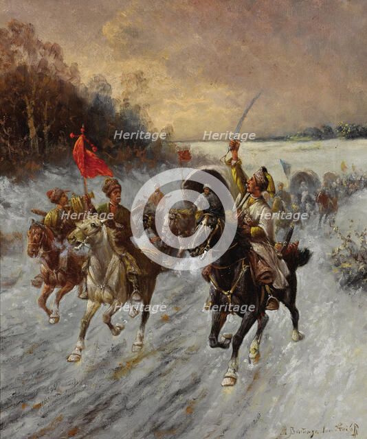 The Siberian gold convoy, 1900s-1910s. Artist: Baumgartner-Stoiloff, Adolf (1850-1924)