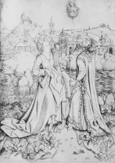 The Sibyl and Emperor Augustus, 15th century. Creator: Master ES