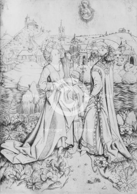 The Sibyl and Emperor Augustus, 15th century. Creator: Master ES.