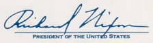 The signature of Richard Milhouse Nixon, 37th President of the United States, 1972. Artist: Richard Nixon