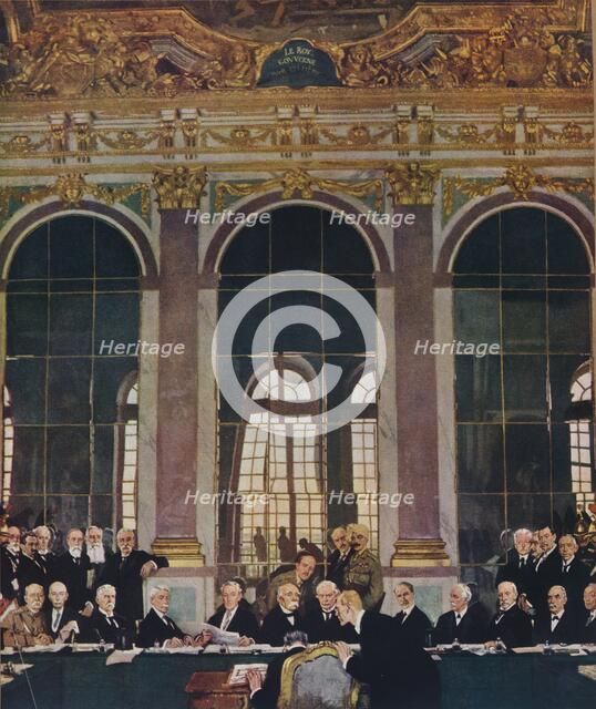 'The Signing of Peace in the Hall of Mirrors,Versailles, 28th June 1919', 1919 (1935) Artist: William Newenham Montague Orpen.