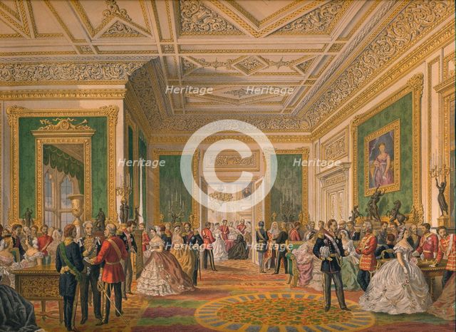 'The Signing of the Marriage Attestation Deed', 1863.  Artist: Robert Dudley.