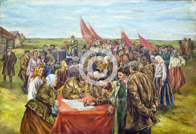 The signing the government bonds, Mid of 1930s. Creator: Shestakov, Nikolai Ivanovich (1883-1937).