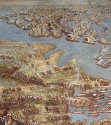 The siege of Malta. Detail. Artist: Perez d'Aleccio (da Lecce), Matteo (1547-1616)