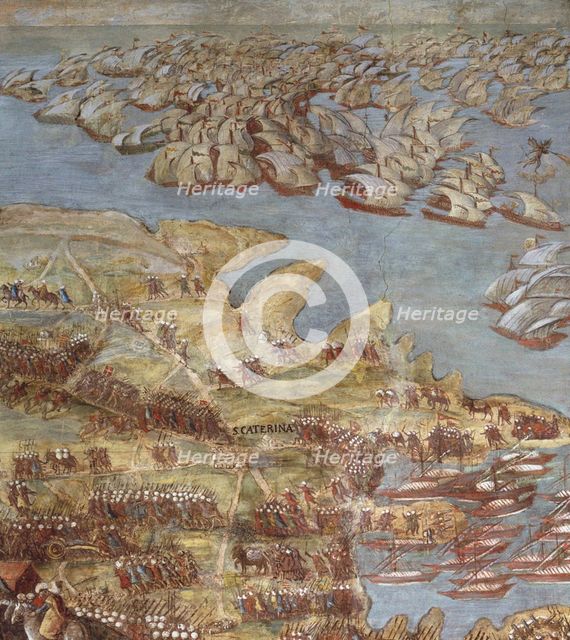 The siege of Malta. Detail. Artist: Perez d'Aleccio (da Lecce), Matteo (1547-1616)