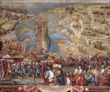 The siege of Malta. Detail. Artist: Perez d'Aleccio (da Lecce), Matteo (1547-1616)