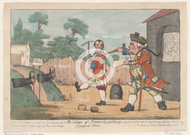 The Siege of Namur by Captain Shandy and Corporal Trim (Tristram Shandy), 1800-20. Creator: Unknown.