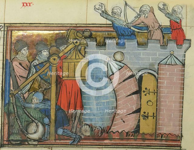 The Siege of Nicaea in 1097 (From "Li rommans de Godefroy de Buillon et de Salehadin"), 1337. Creator: Maître de Fauvel (active 1314-1340).