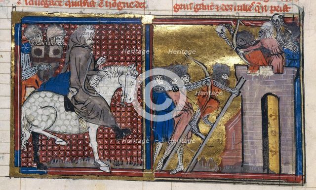 The Siege of Nish in 1096 (From "Li rommans de Godefroy de Buillon et de Salehadin"), 1337. Creator: Maître de Fauvel (active 1314-1340).