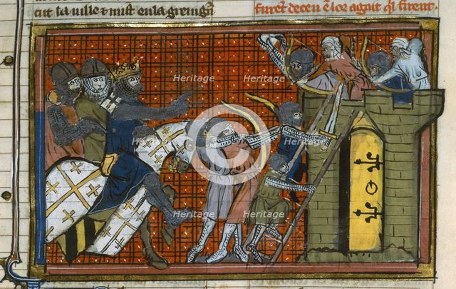 The Siege of Artah in 1097 (From "Li rommans de Godefroy de Buillon et de Salehadin"), 1337. Creator: Maître de Fauvel (active 1314-1340).