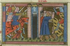 The siege of Ascalon in 1153 (From "Li rommans de Godefroy de Buillon et de Salehadin"), 1337. Creator: Maître de Fauvel (active 1314-1340)