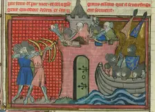 The siege of Ascalon in 1153 (From "Li rommans de Godefroy de Buillon et de Salehadin"), 1337. Creator: Maître de Fauvel (active 1314-1340)