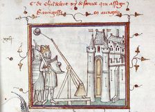 The siege of Barbastro, 1064. From Fleurs des chroniques by Bernardus Guidonis, after 1384. Creator: Anonymous