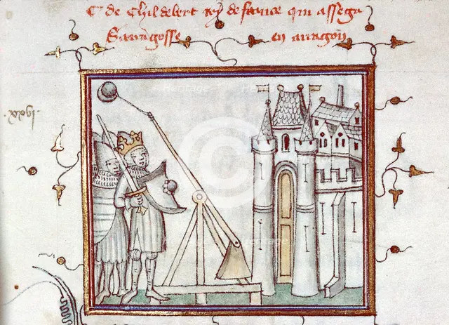 The siege of Barbastro, 1064. From Fleurs des chroniques by Bernardus Guidonis, after 1384. Creator: Anonymous.