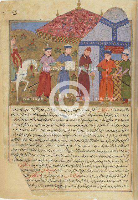 The siege of Beijing. Miniature from Jami' al-tawarikh (Universal History), ca 1430. Artist: Anonymous  