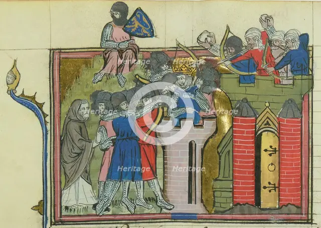 The Siege of Jerusalem, 1099 (From "Li rommans de Godefroy de Buillon et de Salehadin"), 1337. Creator: Maître de Fauvel (active 1314-1340).