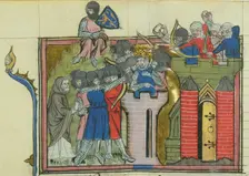 The Siege of Jerusalem, 1099 (From "Li rommans de Godefroy de Buillon et de Salehadin"), 1337. Creator: Maître de Fauvel (active 1314-1340)