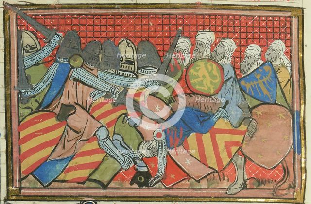 The siege of Jerusalem, 1229 (From "Li rommans de Godefroy de Buillon et de Salehadin"), 1337. Creator: Maître de Fauvel (active 1314-1340).