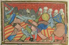 The siege of Jerusalem, 1229 (From "Li rommans de Godefroy de Buillon et de Salehadin"), 1337. Creator: Maître de Fauvel (active 1314-1340)