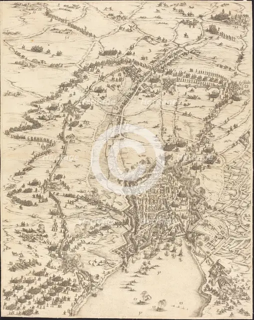 The Siege of La Rochelle [plate 6 of 16; set comprises 1952.8.97-112], 1628/1631. Creator: Jacques Callot.
