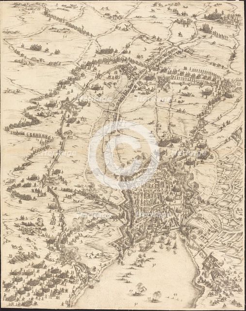 The Siege of La Rochelle [plate 6 of 16; set comprises 1952.8.97-112], 1628/1631. Creator: Jacques Callot.