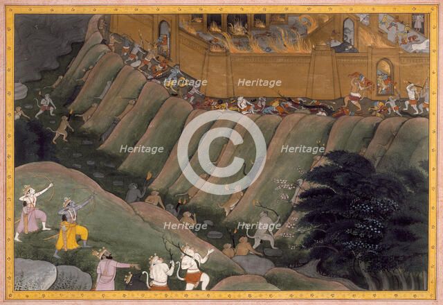 The Siege of Lanka, Folio from a Ramayana (Adventures of Rama), c1800. Creator: Unknown.