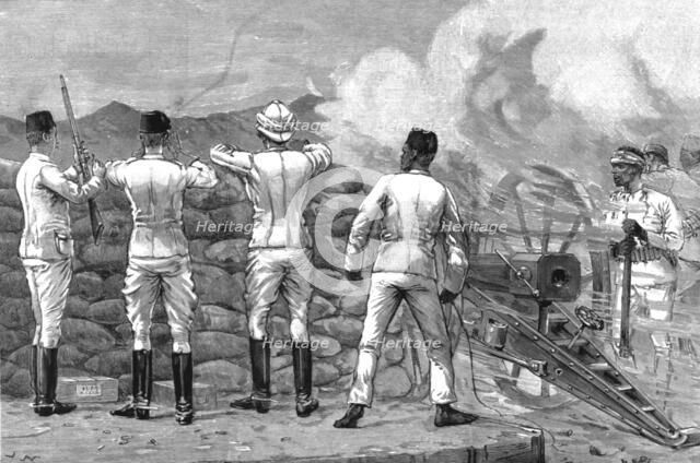 ''The Siege of Suakin (north eastern Sudan) Fort Gemaizeh in Action; from sketches by the late Mr. R Creator: Richard Wake.