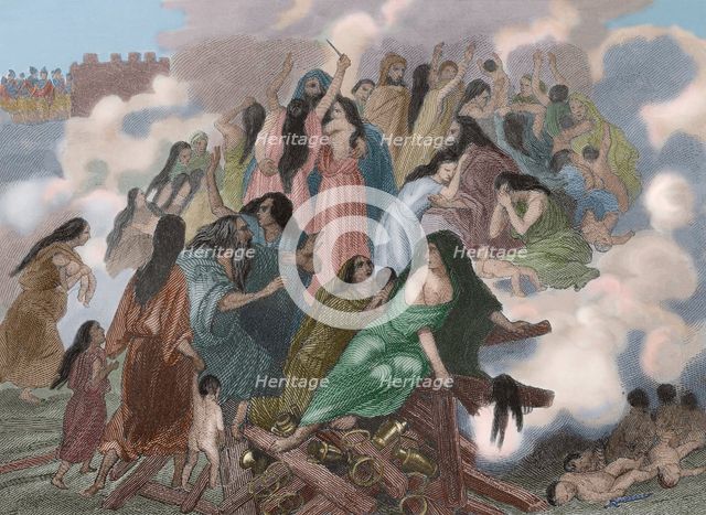 The Siege of Saguntum, (219 BC), Iberian Peninsula, 1852.  Creator: Unknown.