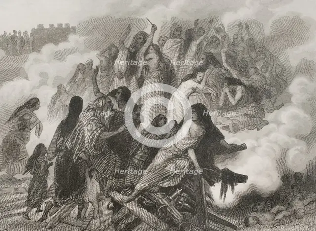 The Siege of Saguntum, Iberian Peninsula, 219 BC, (1852).  Creator: Unknown.