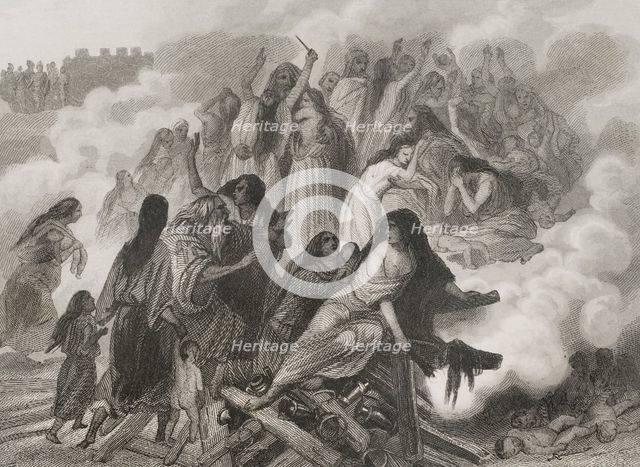 The Siege of Saguntum, Iberian Peninsula, 219 BC, (1852).  Creator: Unknown.