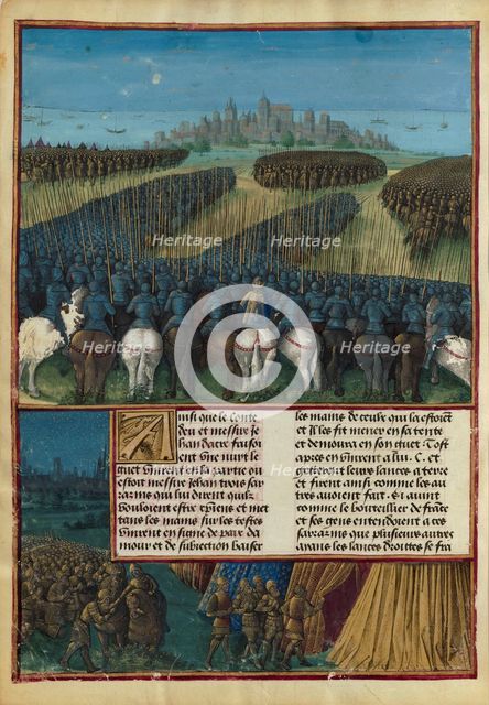 The Siege of Tunis. From "Les Passages d'outremer" by Sébastien Mamerot, 1474. Creator: Jean Colombe.