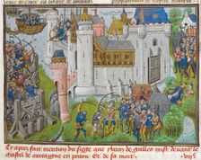 The Siege of the Castle of Mortagne, near Bordeaux, in 1377 (aus Recueil des croniques d'Engleterre Artist: Anonymous