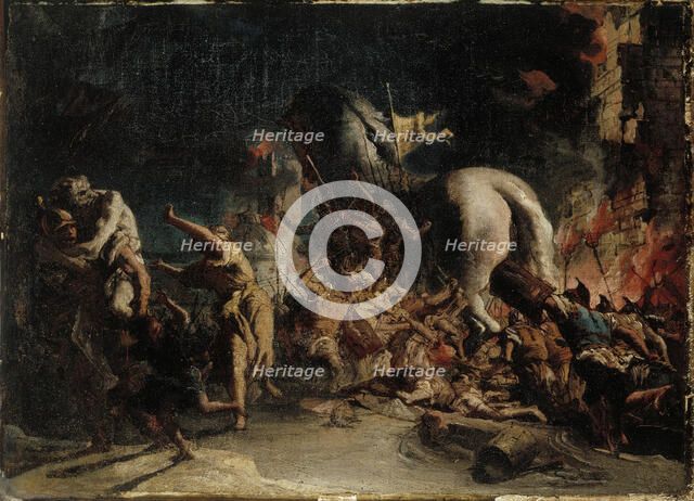 The Siege of Troy, ca 1760. Creator: Tiepolo, Giandomenico (1727-1804).