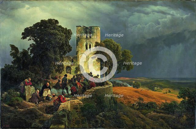 The Siege (Defense of a Church Courtyard During the Thirty Years’ War), 1848. Artist: Lessing, Carl Friedrich (1808-1880)