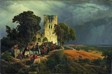 The Siege (Defense of a Church Courtyard During the Thirty Years War), 1848. Artist: Lessing, Carl Friedrich (1808-1880)