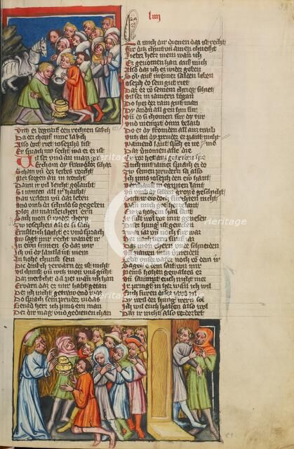 The Silver Cup Discovered: Joseph Reveals His Identity to His Brothers, about 1400-1410. Creator: Unknown.