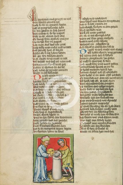 The Silver Cup Hidden in Benjamin's Bag; Weltchronik, about 1400-1410. Creator: Unknown.