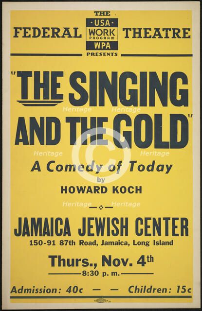 The Singing and the Gold, New York, 1937. Creator: Unknown.
