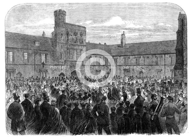 The singing of "Dulce Domum" at Winchester College, 1865.  Creator: Unknown.