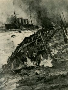 The sinking of HMS Aboukir First World War, 22 September 1914, (c1920). Creator: Charles Dixon