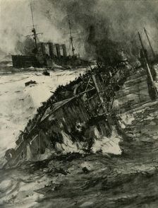 The sinking of HMS Aboukir First World War, 22 September 1914, (c1920). Creator: Charles Dixon