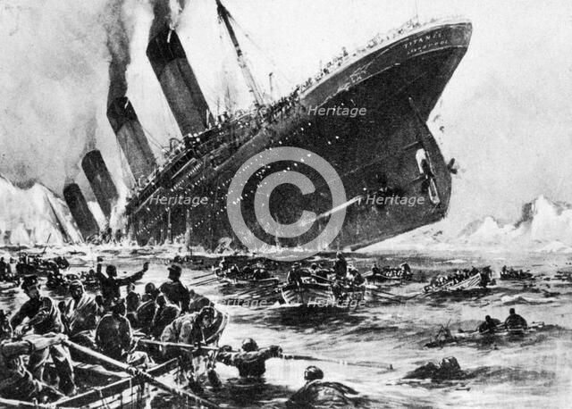 The sinking of SS Titanic, 14 April 1912. Artist: Unknown