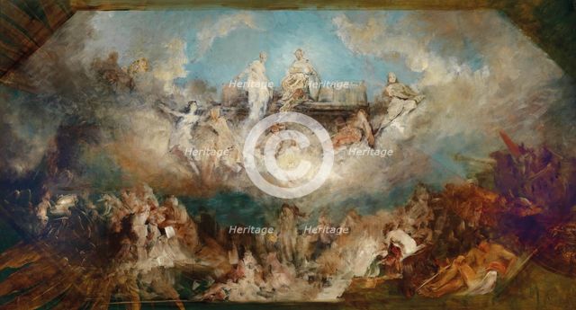 The sinking of the Nibelung treasure in the Rhine, ca. 1883. Creator: Makart, Hans (1840-1884).