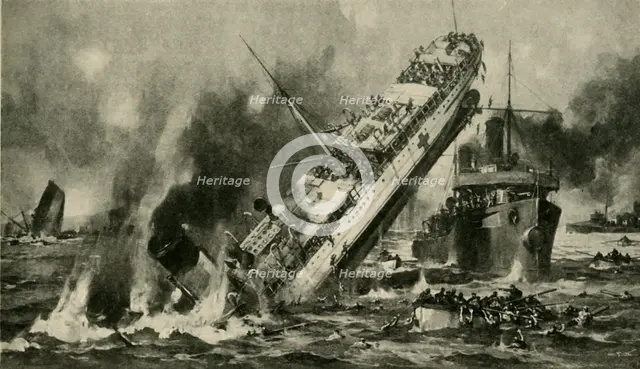 The sinking of the 'Anglia', First World War, 17 November 1915, (c1920). Creator: Hermanus Willem Koekkoek.