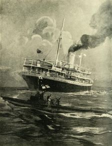 The sinking of the Falaba, First World War, 28 March 1915, (c1920). Creator: Cecil King