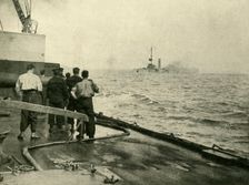The sinking of the German cruiser Mainz 28 August 1914, (c1920). Creator: Unknown