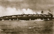 The sinking of the German cruiser Blücher in the North Sea, World War I, January 24, 1915