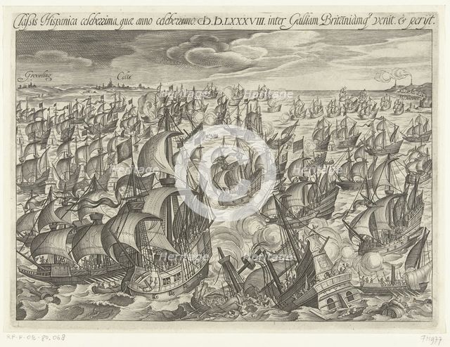 The sinking of the Spanish Armada in 1588, 1601. Artist: Anonymous  