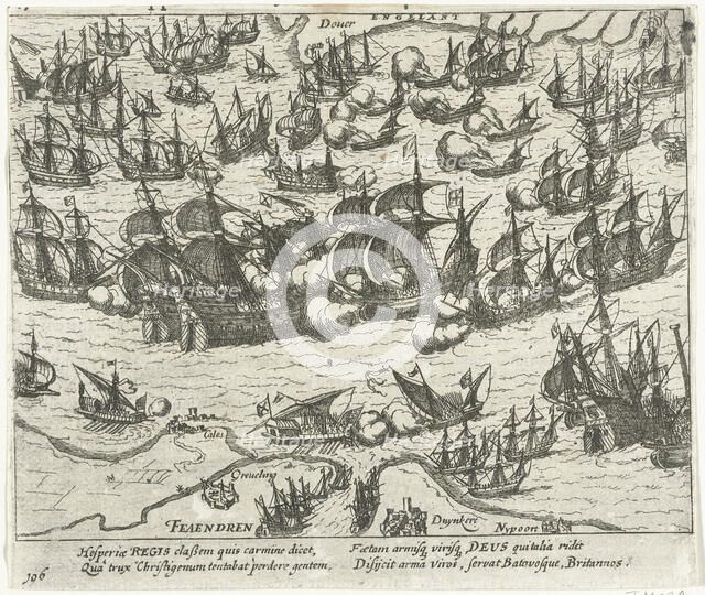 The sinking of the Spanish Armada in 1588, 1613-1615. Artist: Hogenberg, Frans (1535-1590)