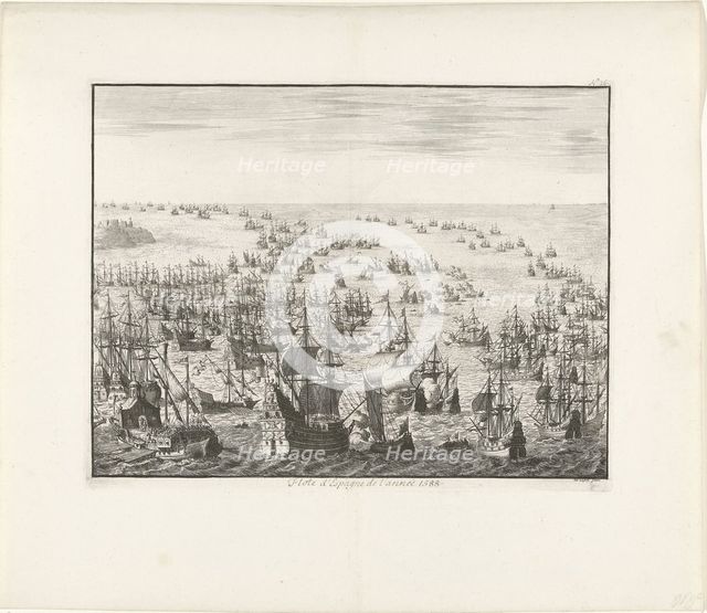 The sinking of the Spanish Armada in 1588, c. 1680. Artist: Luyken, Jan (Johannes) (1649-1712)